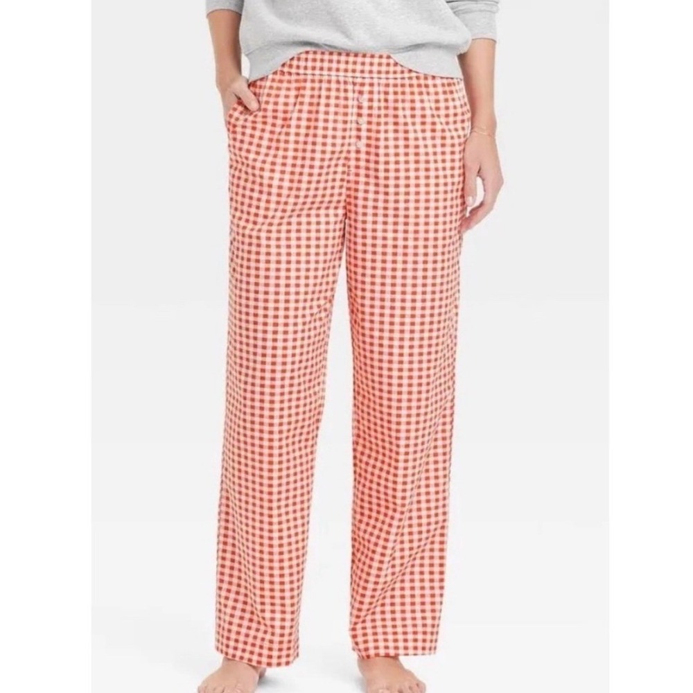 Grayson Threads Gingham Boxer Pajama Pants Womens L Red White Cotton NWT